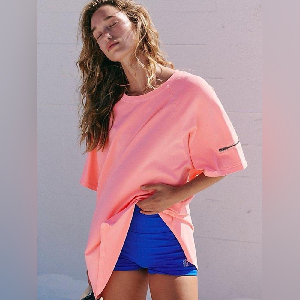 Free people movement Hot Shot Tunic Tee- in the color just peachy, size small